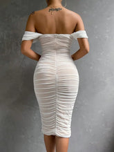 Double Layer Solid Midi Dresses Women Backless Off Shoulder Sexy Club Party Ruched Bodycon Dress Summer Vestido